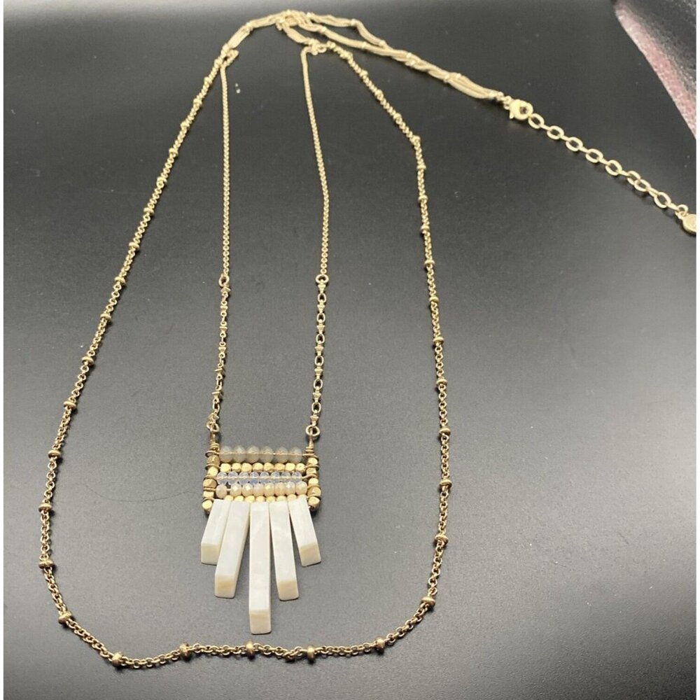 Vintage Necklace Bohemian Signed Bella Jack White Stone Crystal 2 Strand 32” - Picture 2 of 8